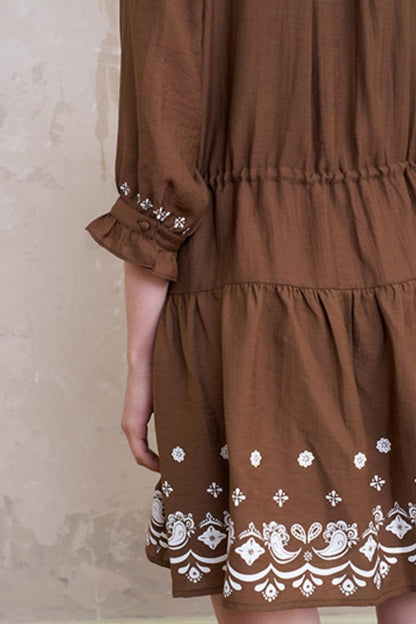 Summer V-Neck Drawstring Dress