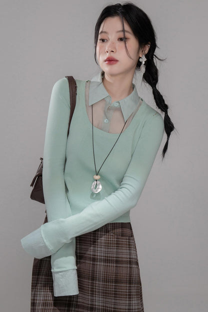 Brushed Plaid Brown Skirt