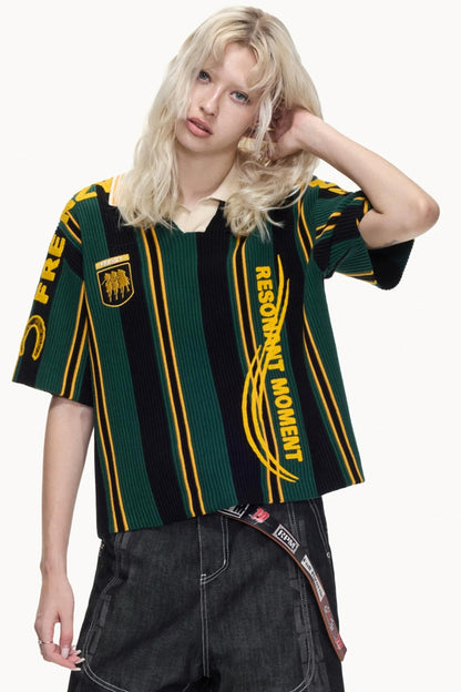 Retro Knitted Polo Top