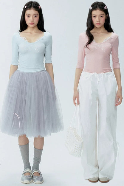 Lace Patchwork Knit Top