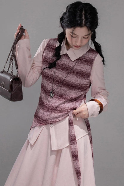 Berry Purple Chimney Collar Shirt Set-Up