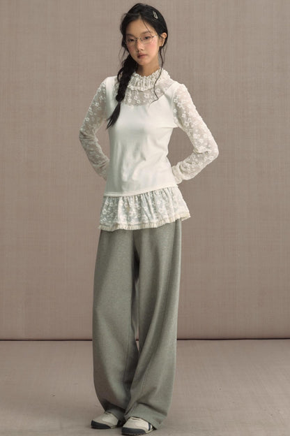 High-Waisted Knitted Wide-Leg Pants