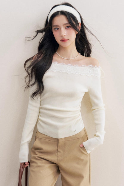 Lace Paneled Wide Pants