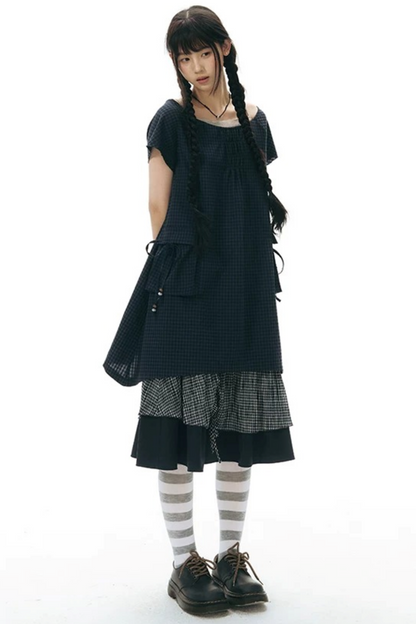 Plaid Pocket Vintage Dress