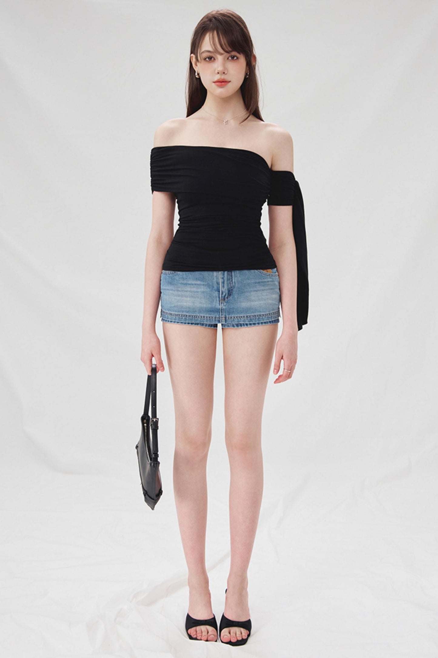 High-Waisted Denim A-Line Skirt
