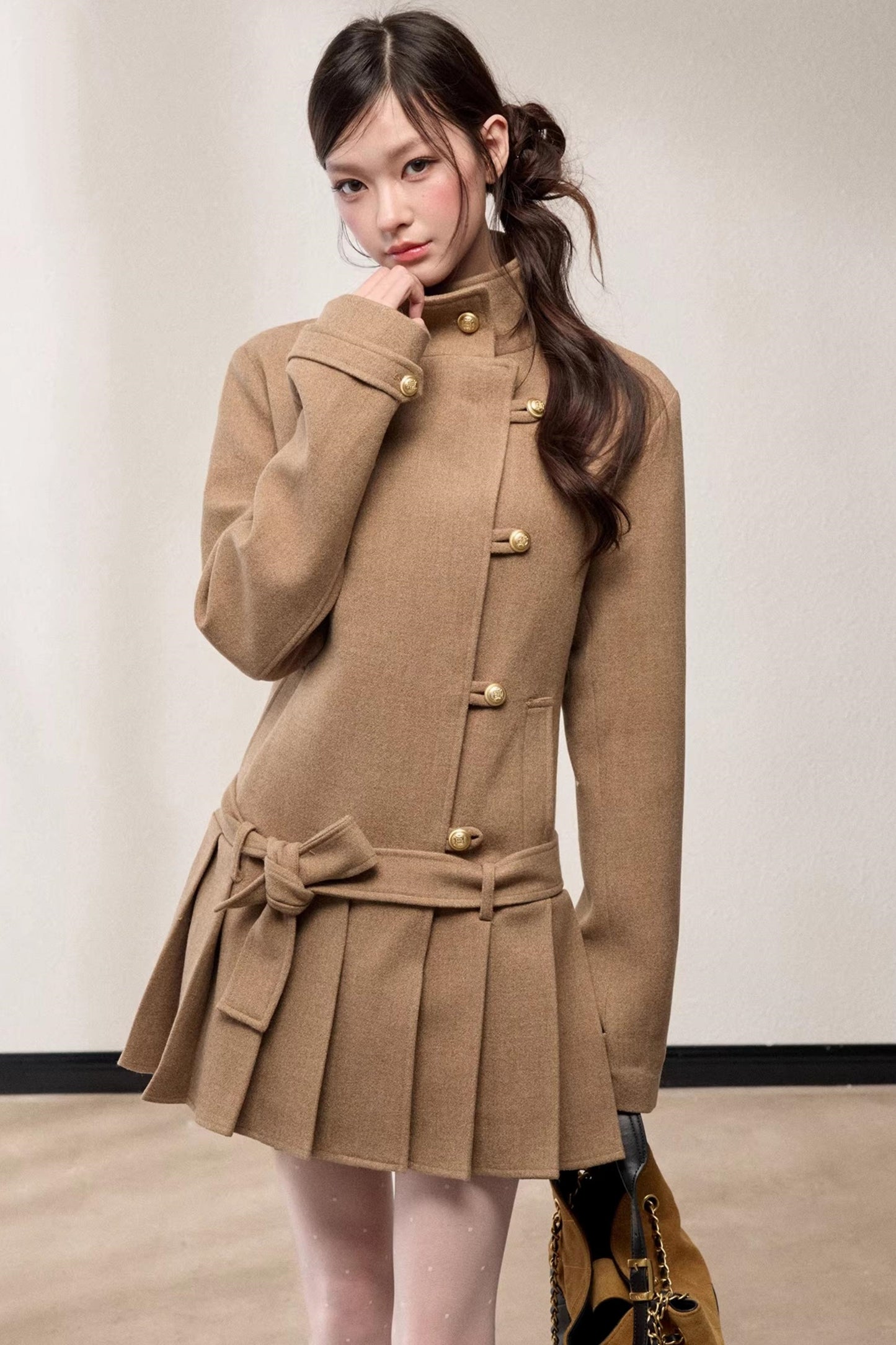 Stand-Up Collar Woolen Coat