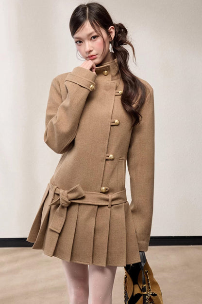 Stand-Up Collar Woolen Coat