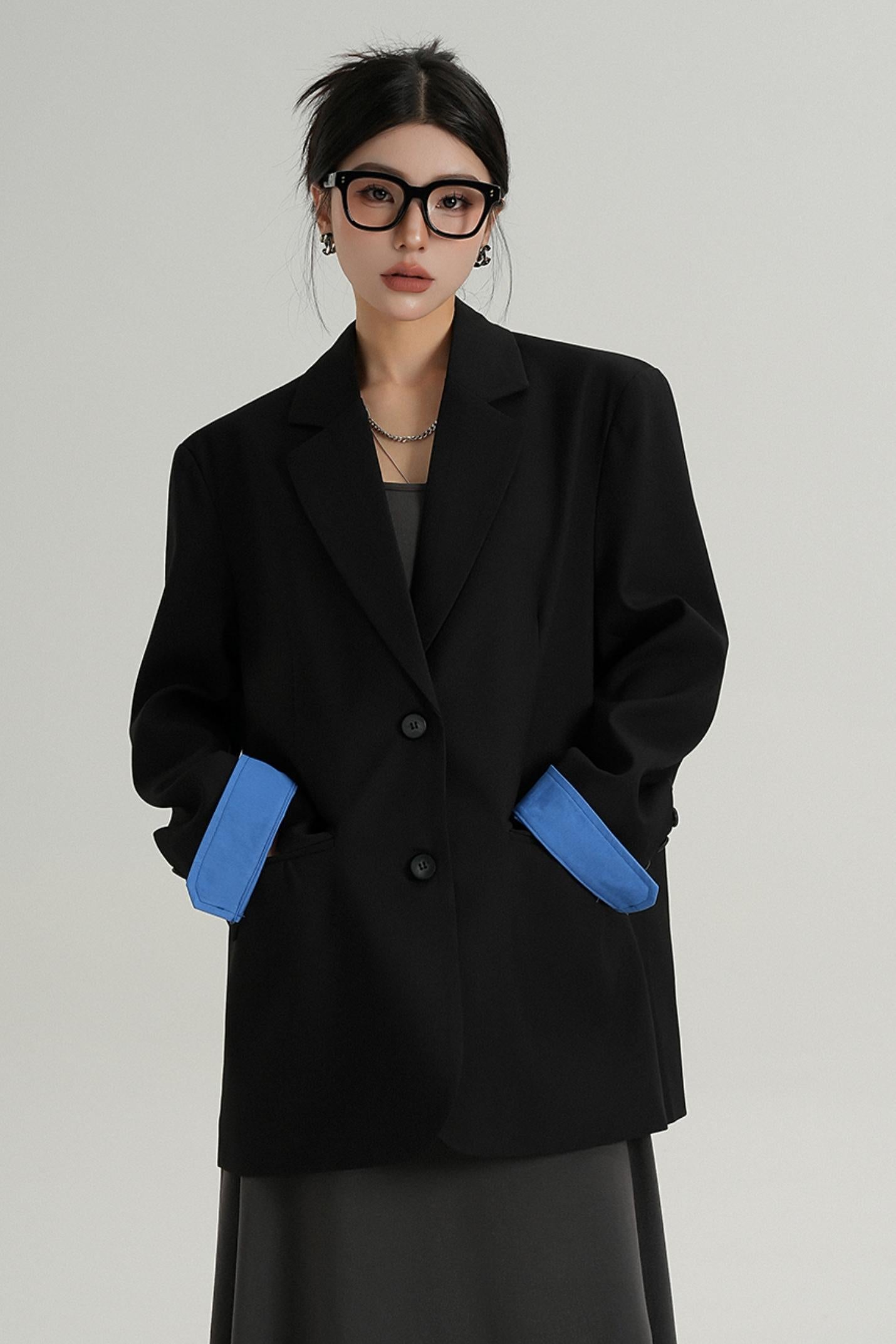 Blazer à lacets de design tempérament 