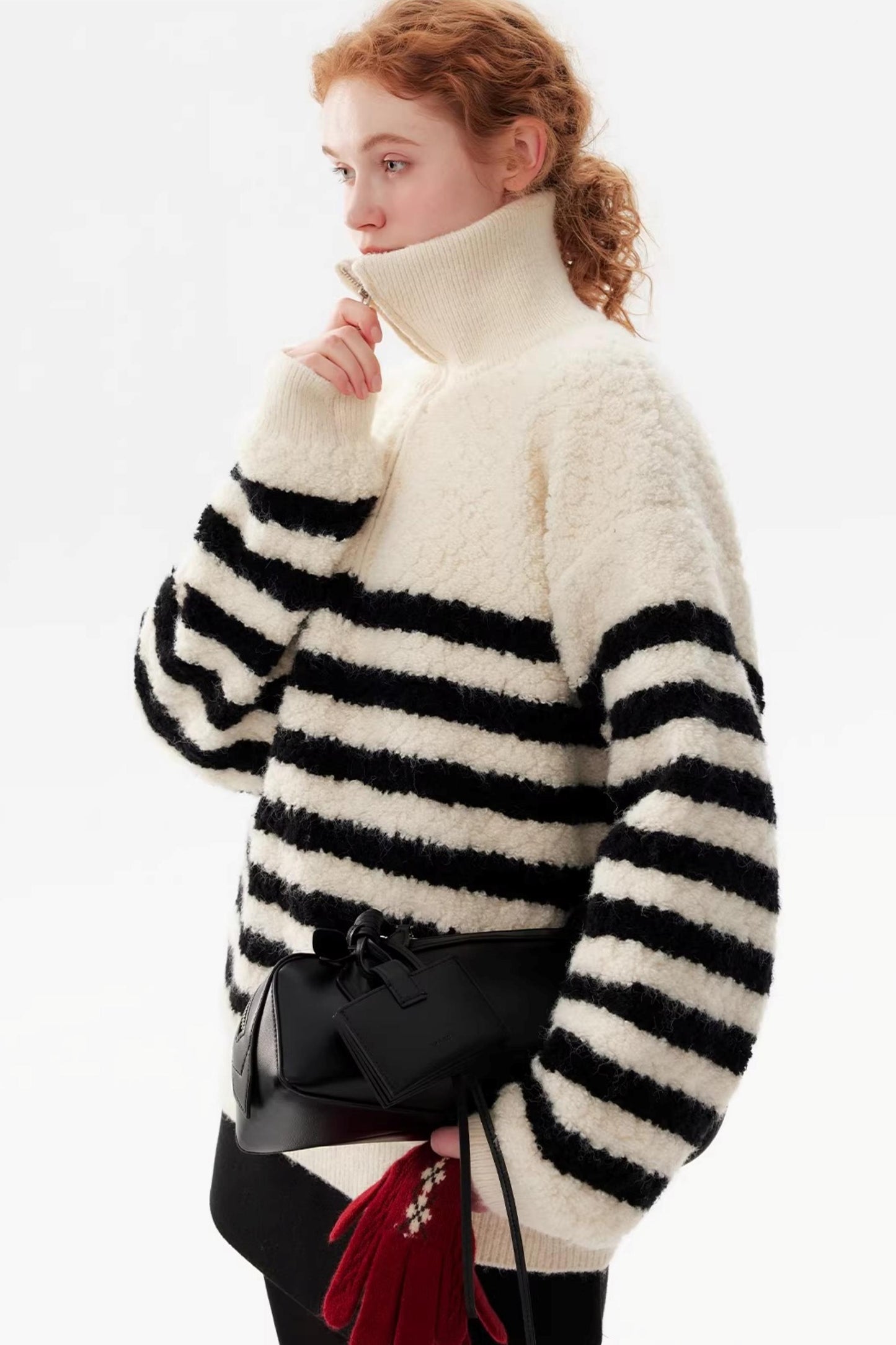 Striped Fleece Pullover Sweater