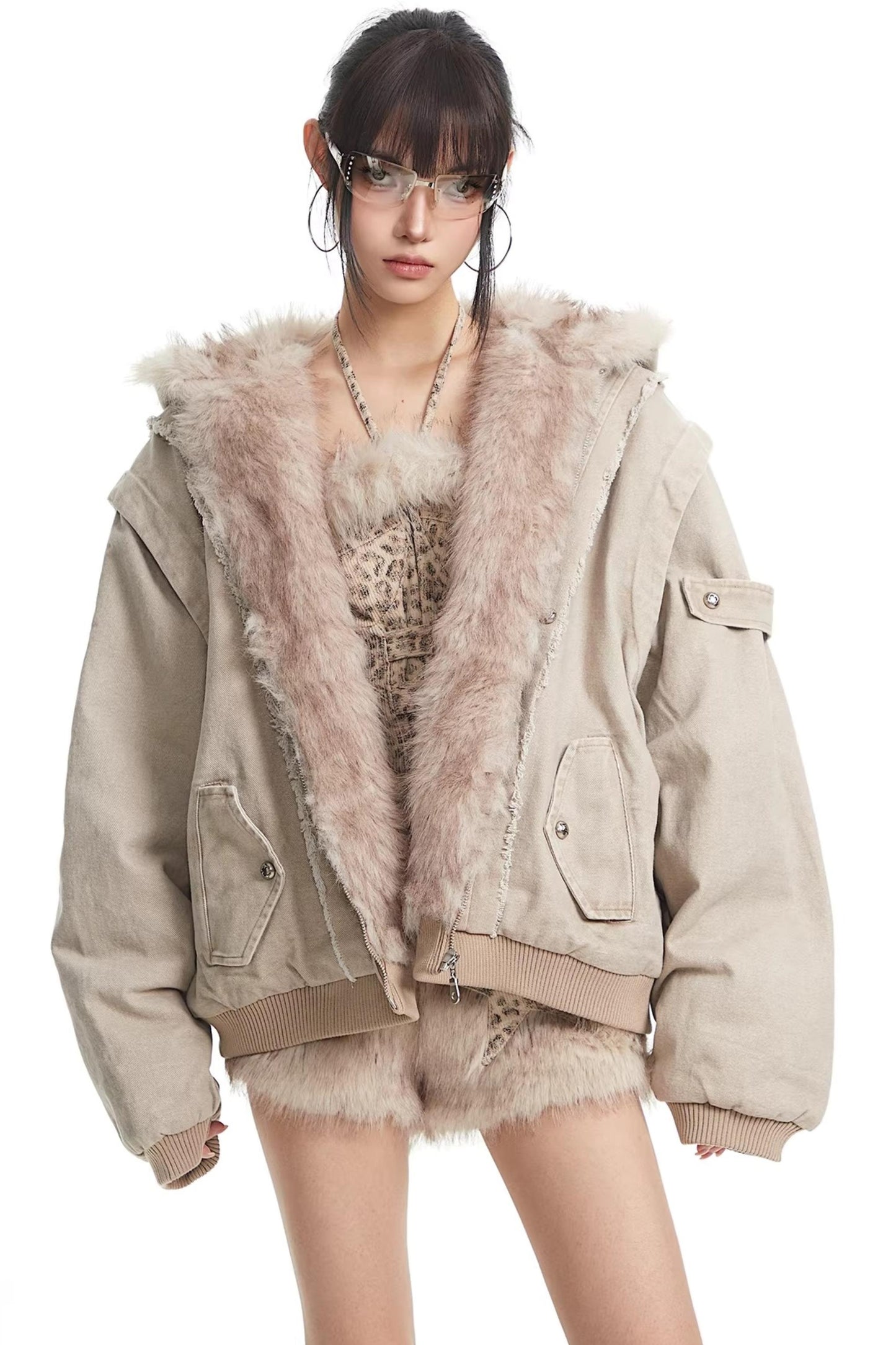 Plush-Lined Hooded Cotton Jacket