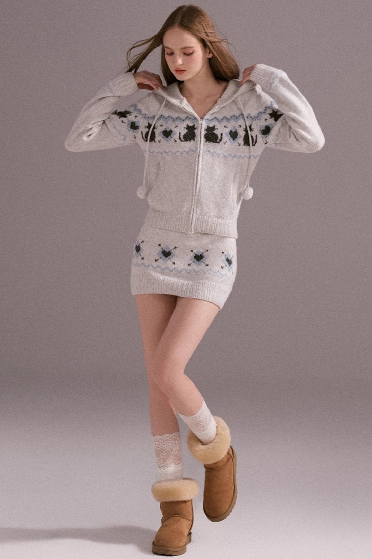 Fair Isle Woolen Skirt Set-Up