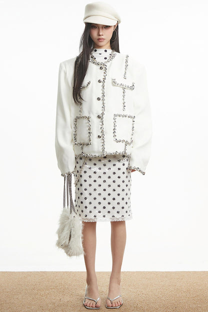 White Sequin Shoulder Jacket