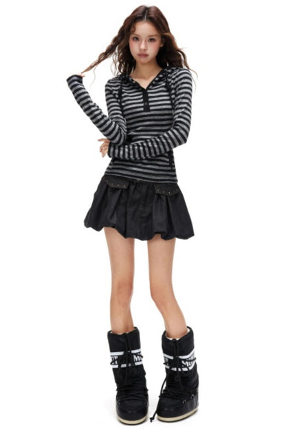 Spicy Striped Hooded Sweater