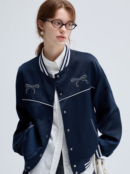 Casual Style Contrast Embroidery Jacket