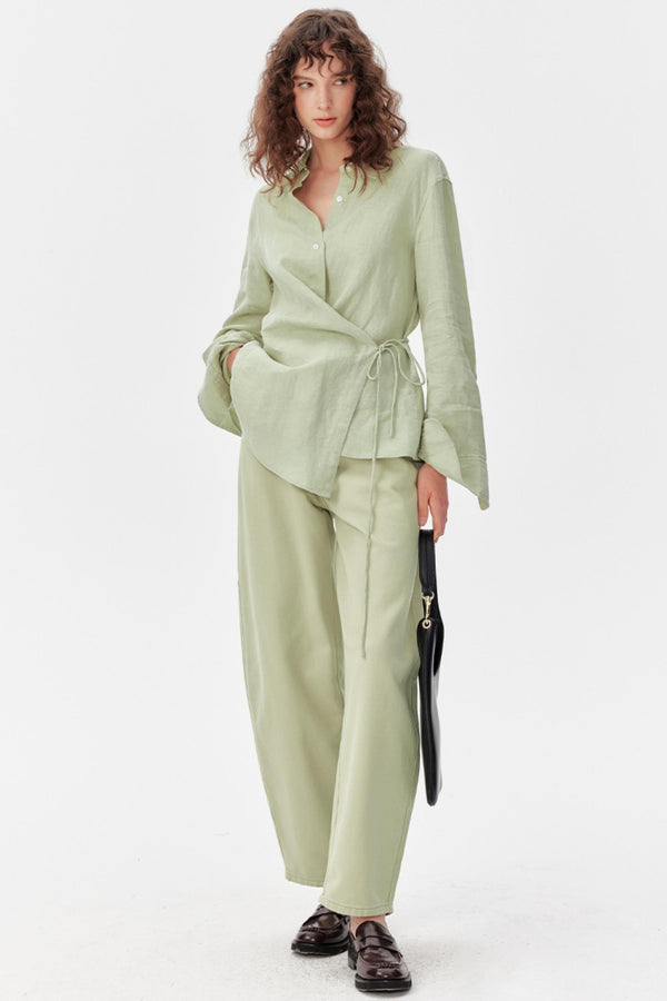 Mint Linen Shirt Pants Set-Up