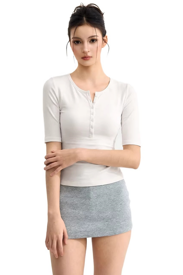 Solid Color Henley Top
