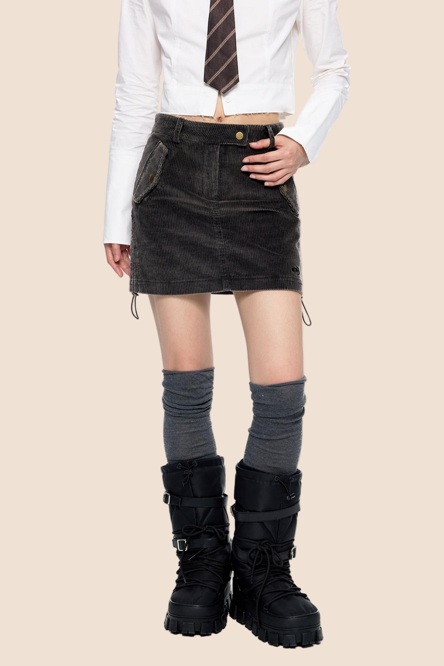 Retro Corduroy A-Line Skirt