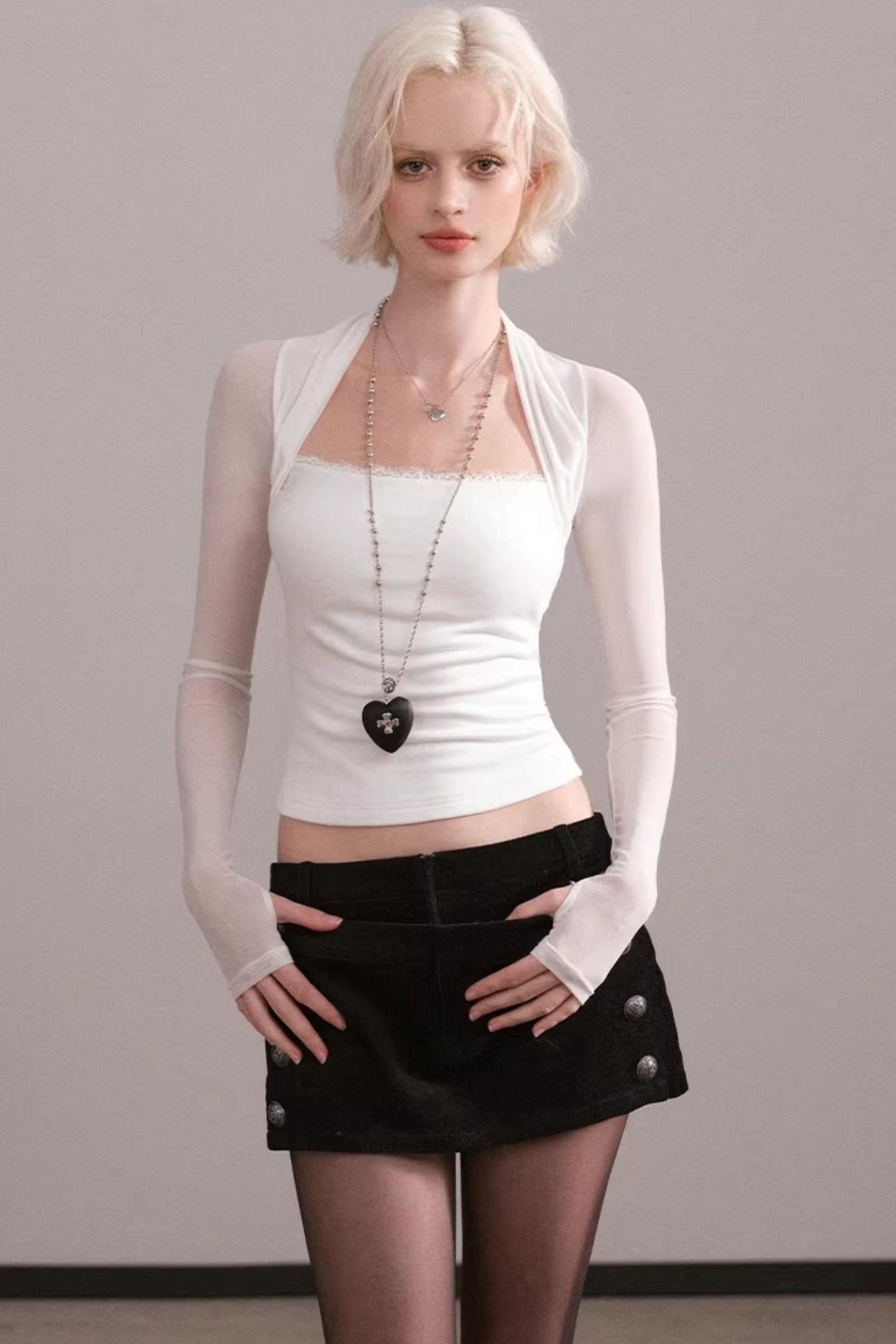 Lace Mesh Waist-Cinching Vest