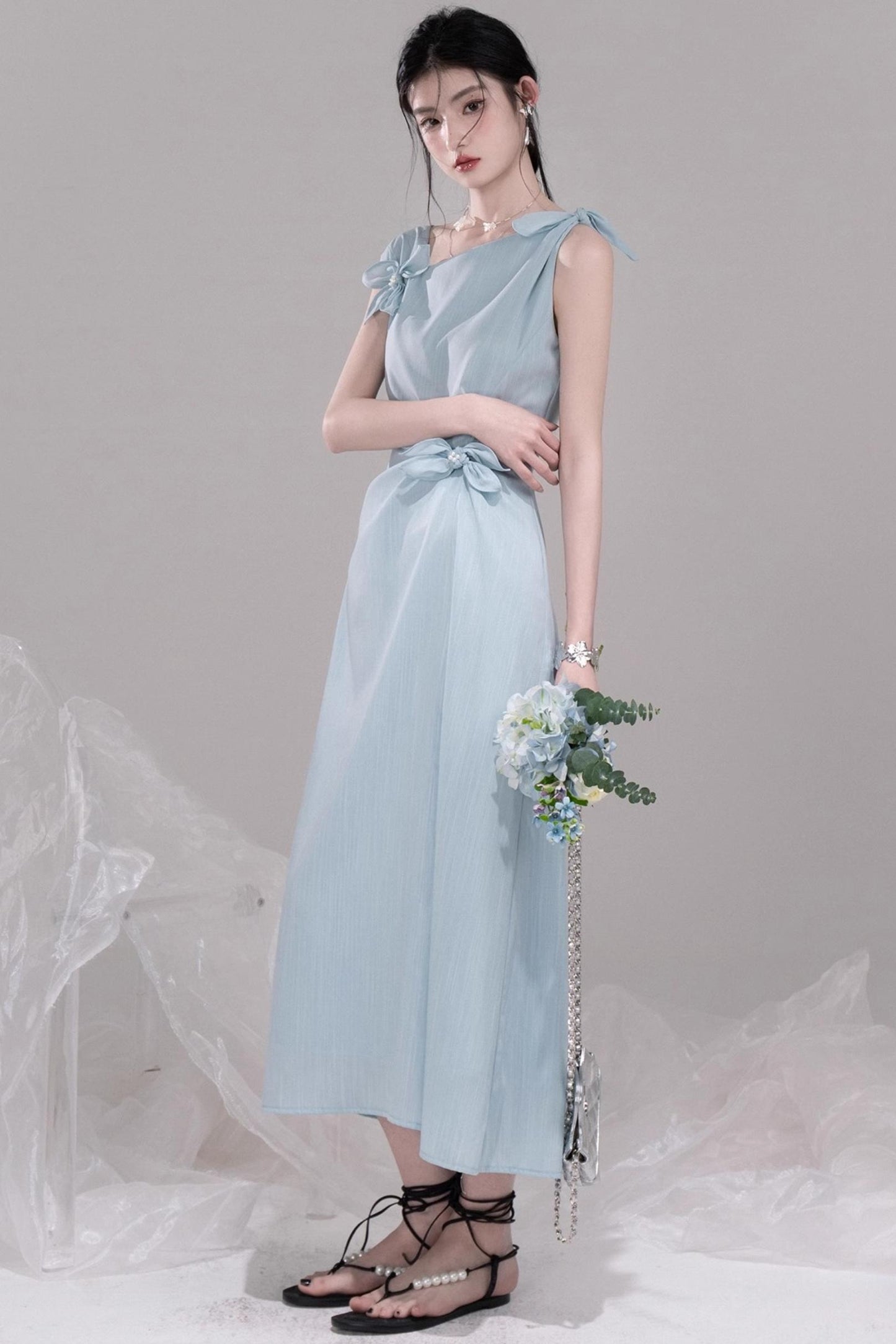 Twisted Cyan Blue Dress