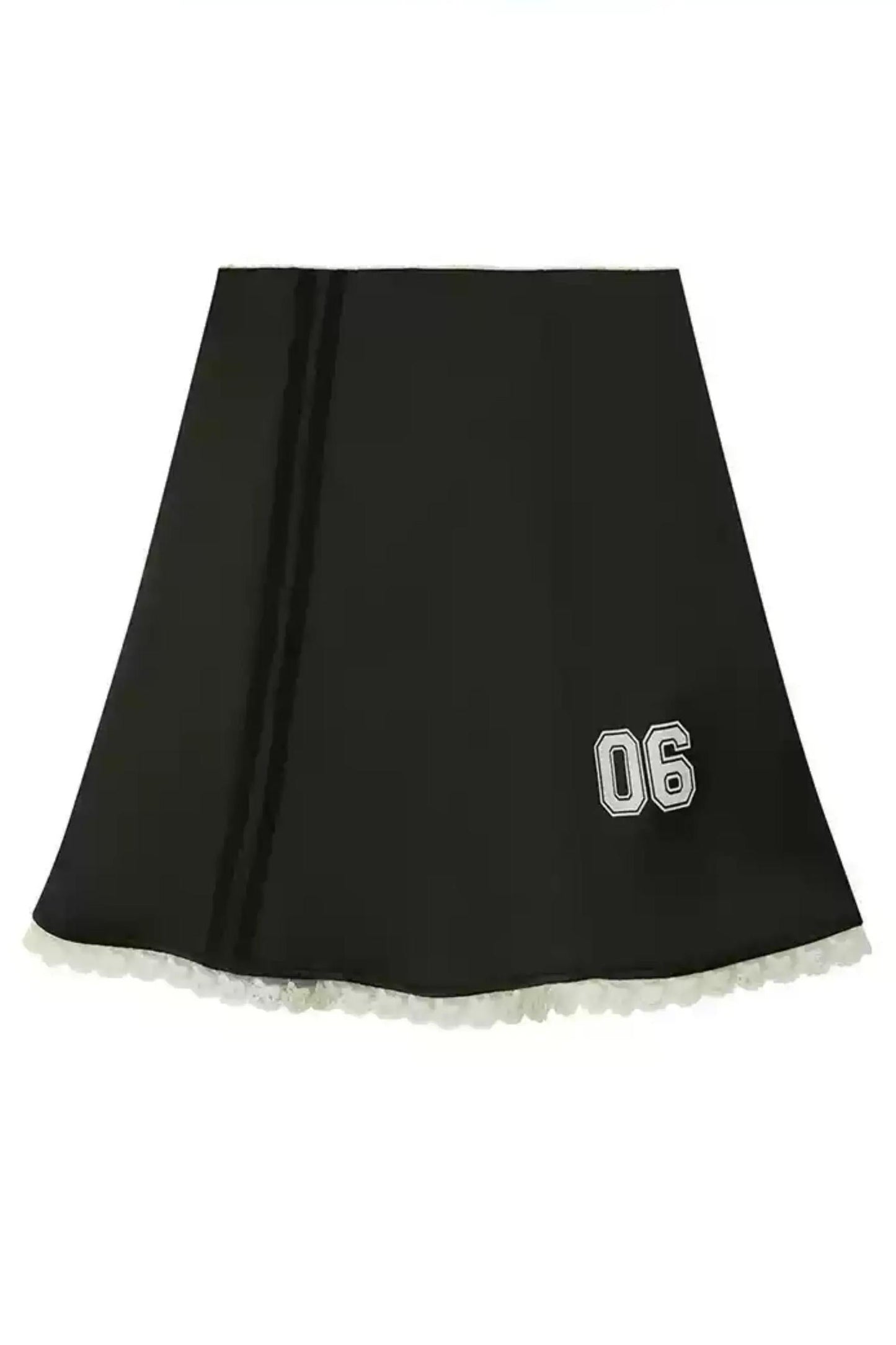 Sporty Digital Badge Lace Satin Skirt