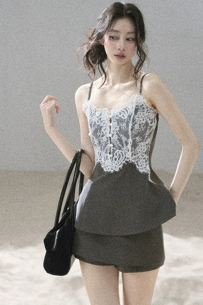 프렌치 레이스 여름 슈트 셋업