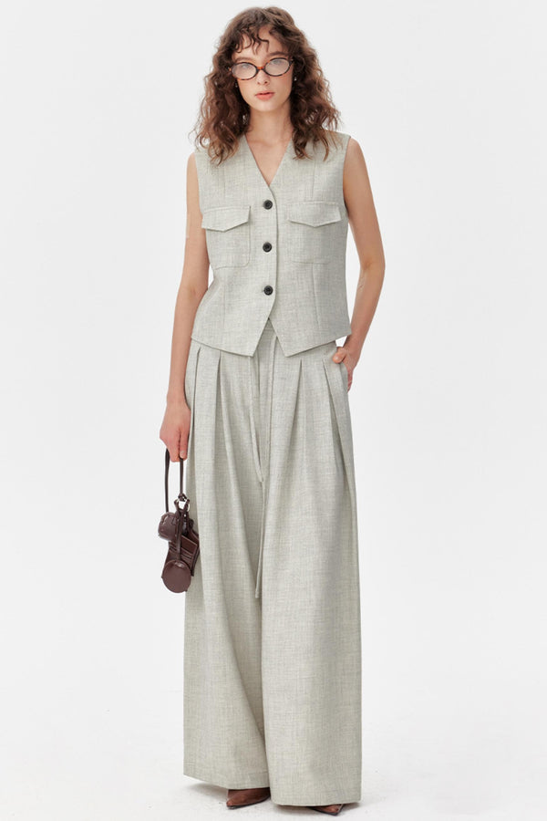 Luxe Pleated Wide-Leg Trouser Set-Up
