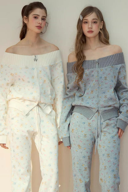 One-Shoulder Sweater With Trousers Set-Up