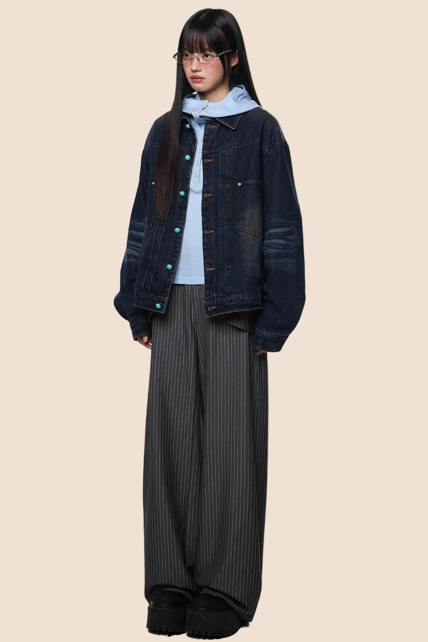 Washed Cargo Denim Jacket