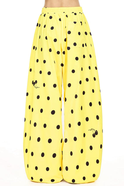 Retro Polka Dot Wide-Leg Pants