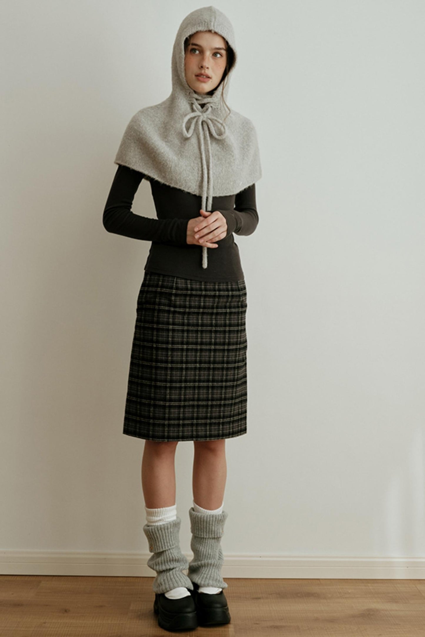 Retro Bias-Cut Plaid Skirt