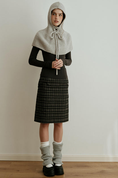 Retro Bias-Cut Plaid Skirt