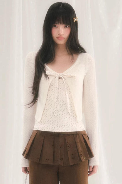 Floral Bow Tie Cardigan Matching Set