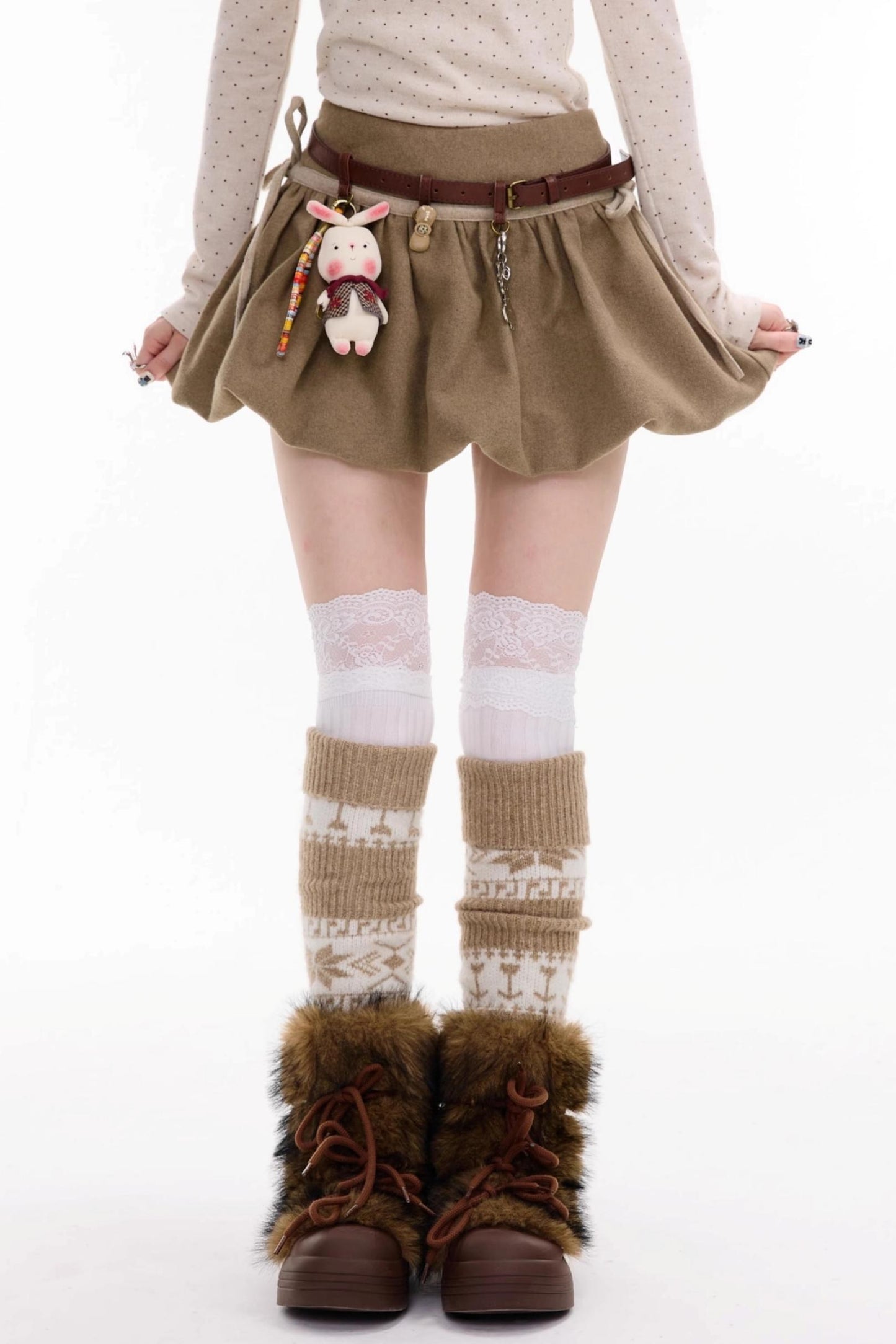 Autumn High-Waisted Woolen A-Line Skirt