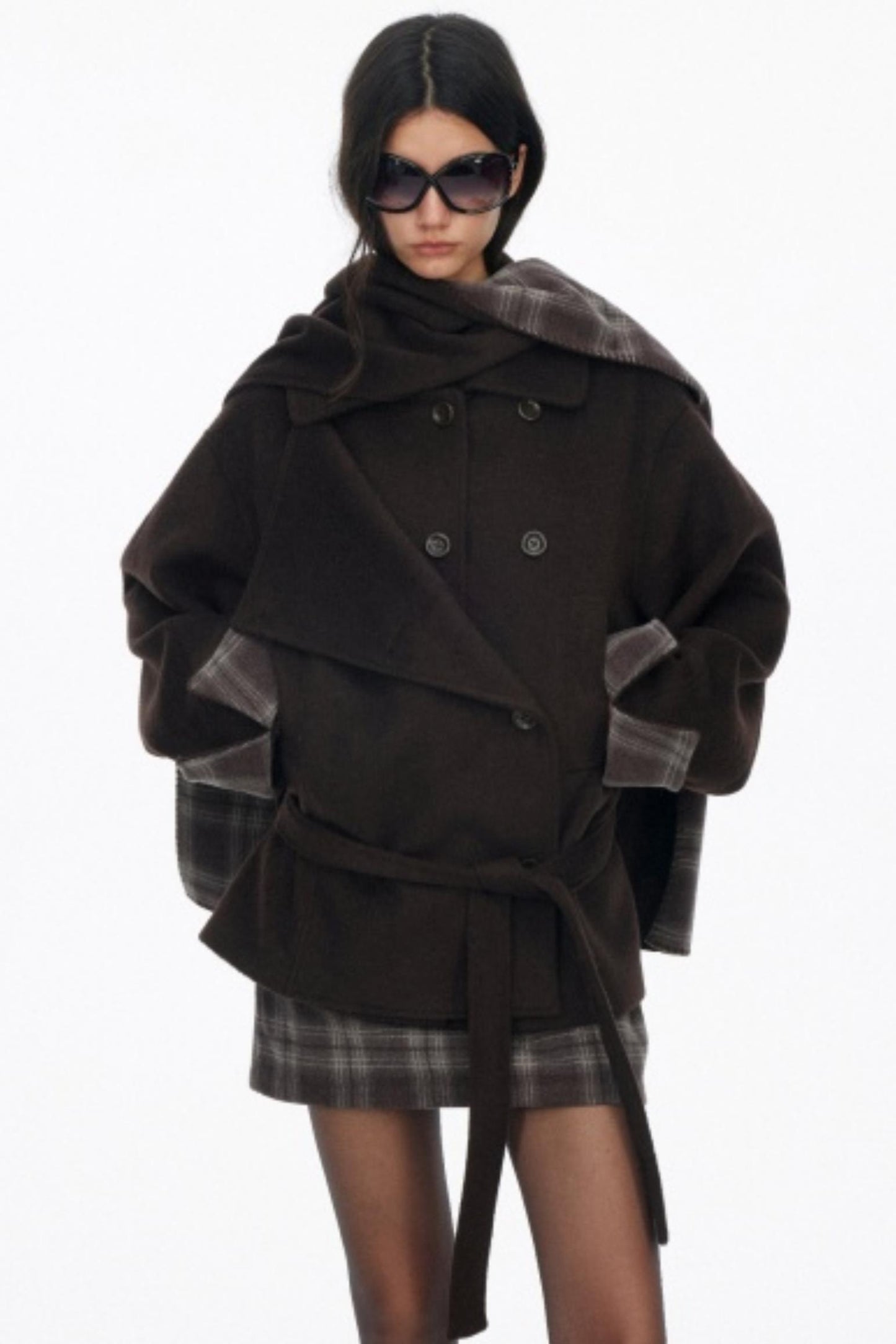 Asymmetrical Wool Coat Skirt Set-Up