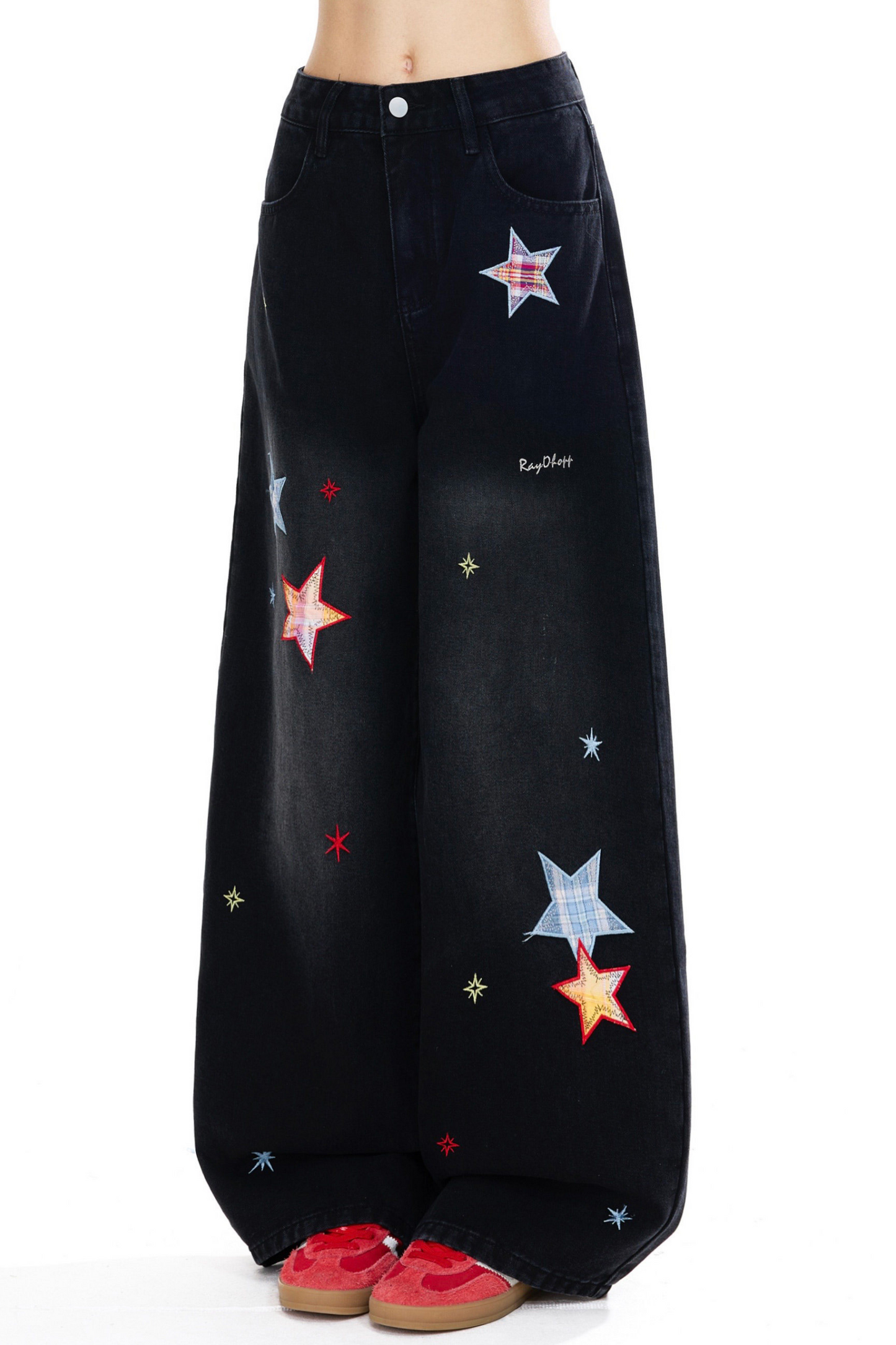Retro Star Patch Wide-Leg Pants