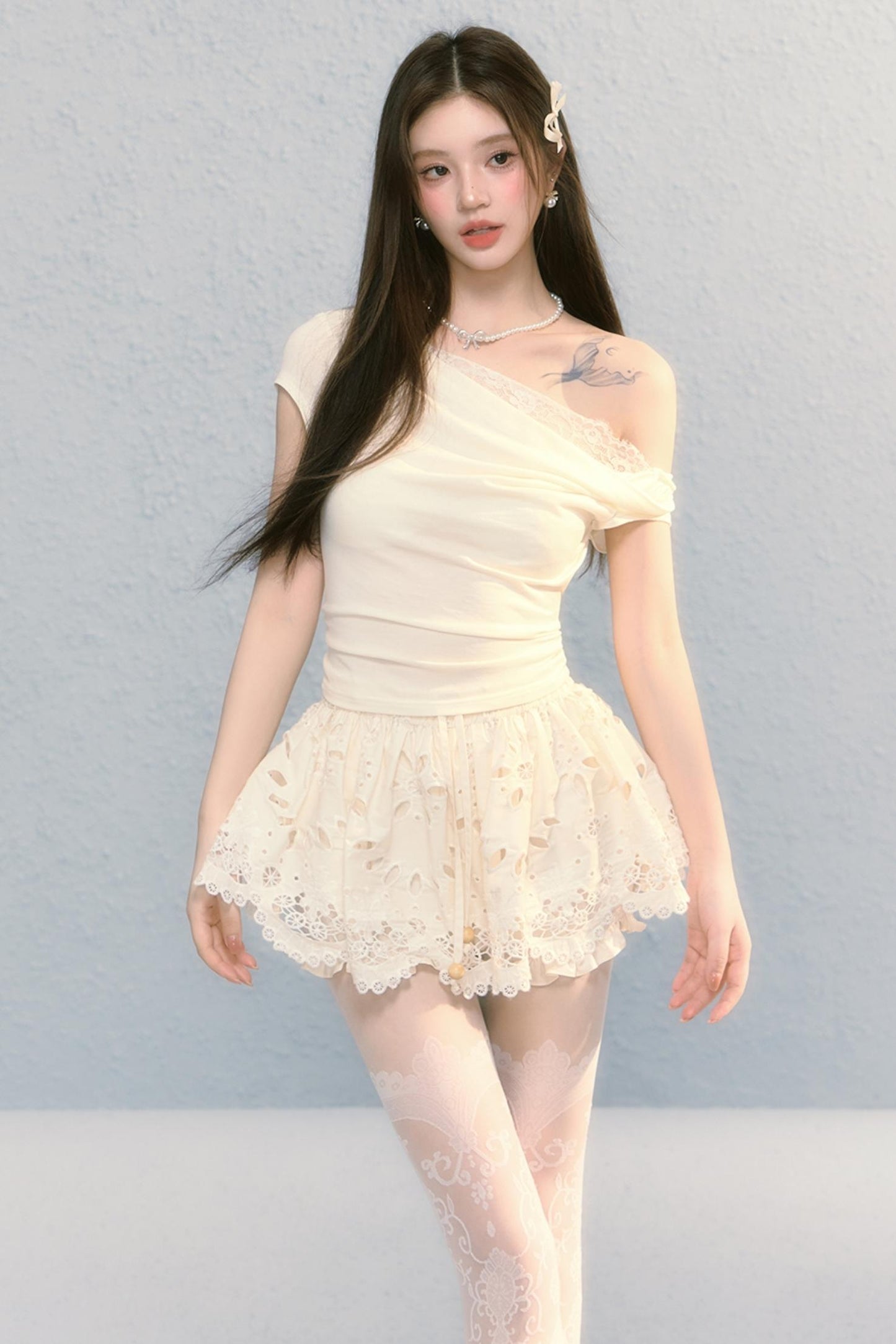 Summer Embroidered Lace Bloomer Skirt