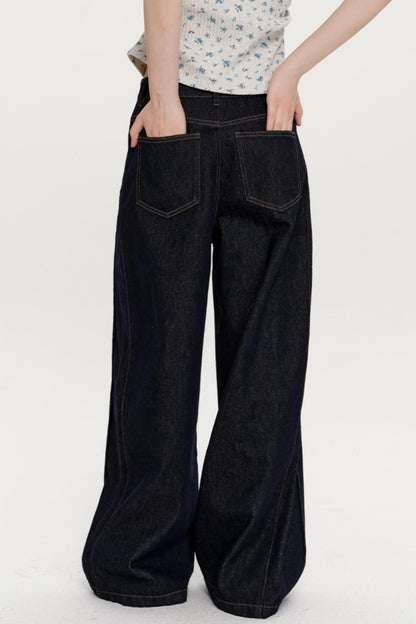 Retro Wide-Leg Slit Jeans