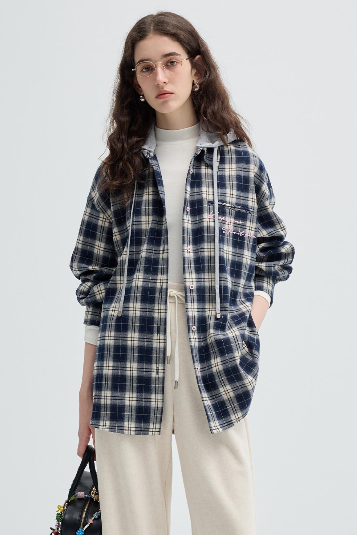 Loose Casual Plaid Shirt Outer