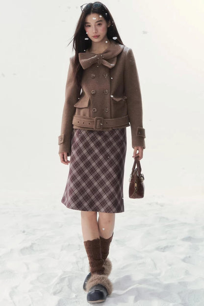 Rétro À carreaux Jupe midi