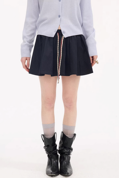 Elastic Tie-Up Puffy Skirt