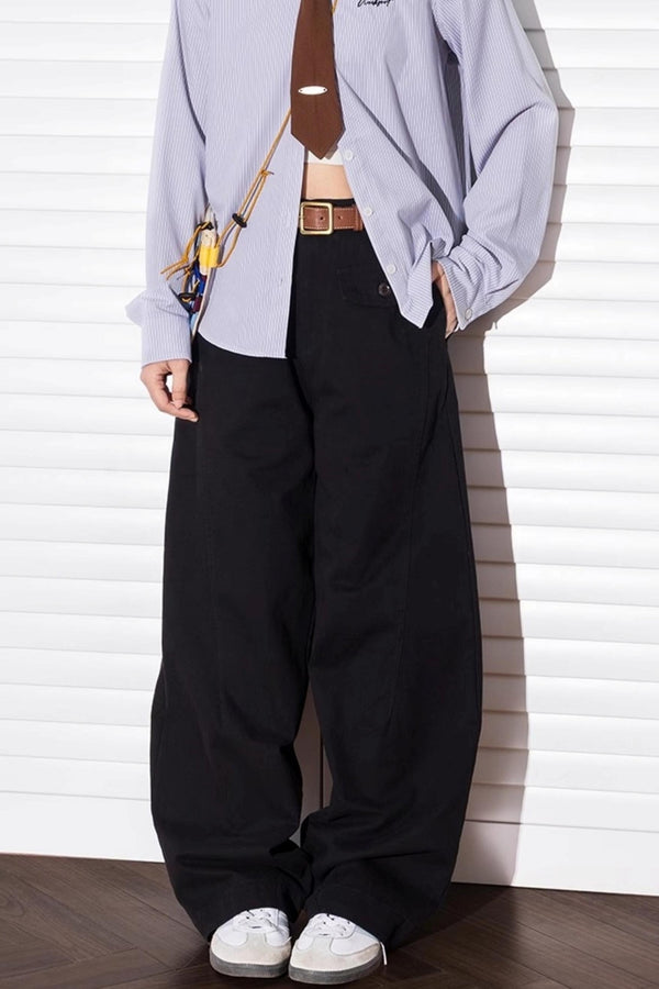 Summer Wide-Leg Cotton Trousers