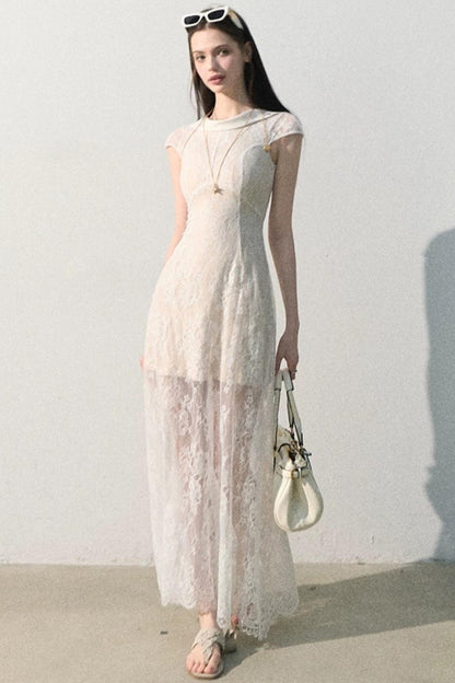 Abito jacquard in pizzo nuvola