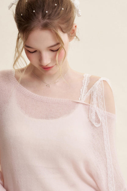 Slouchy Lace-Up Mohair Pullover Set