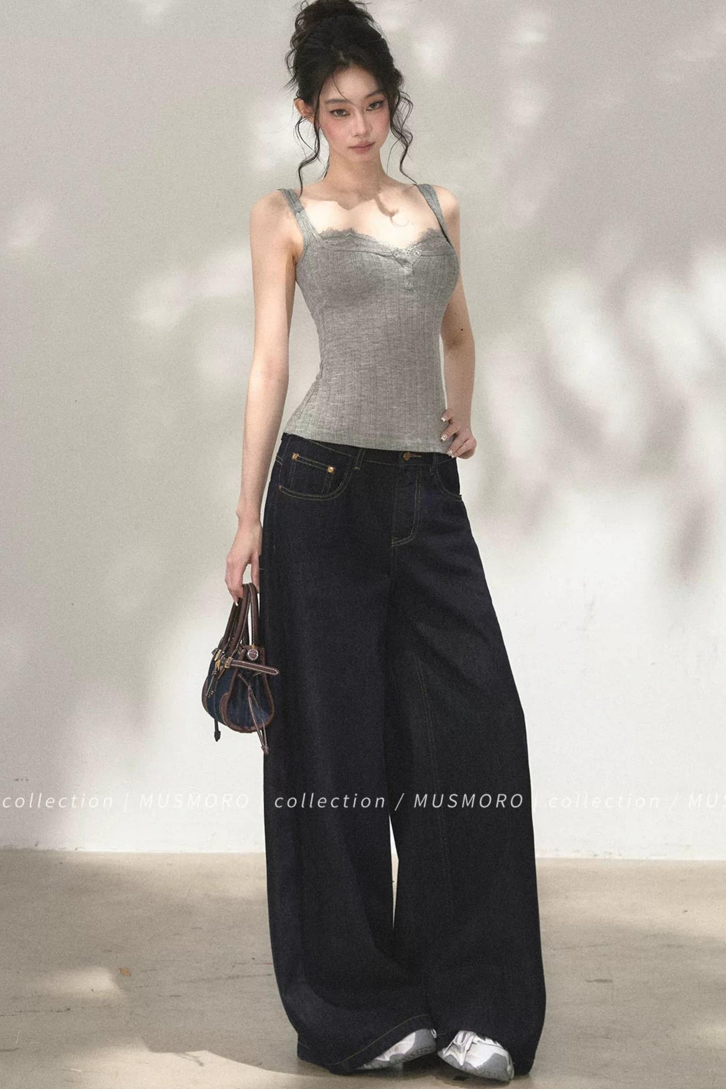 Vintage Asymmetric Denim Pants