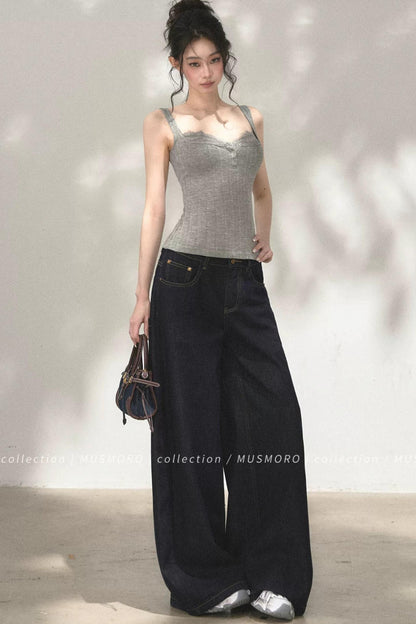 Vintage Asymmetric Denim Pants