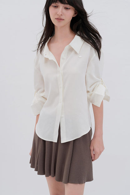 Silky White College Shirt