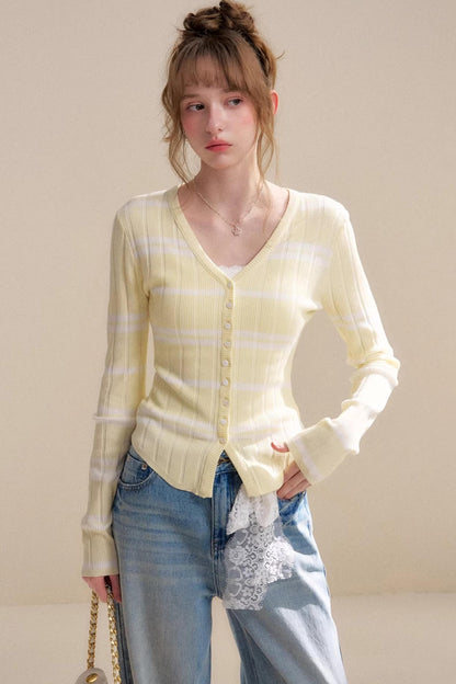 Romantische Kontrast-Spitzen-Strickjacke-Oberteil