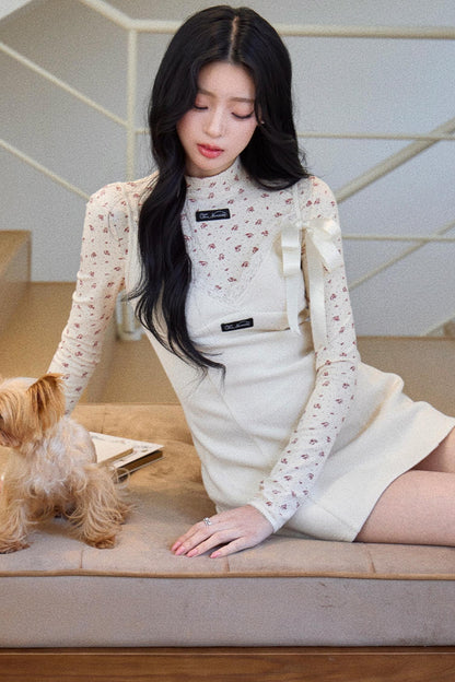 Lace Patchwork V-Neck Dress