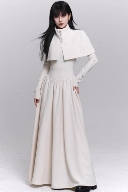 Off-White Cape Dress Set