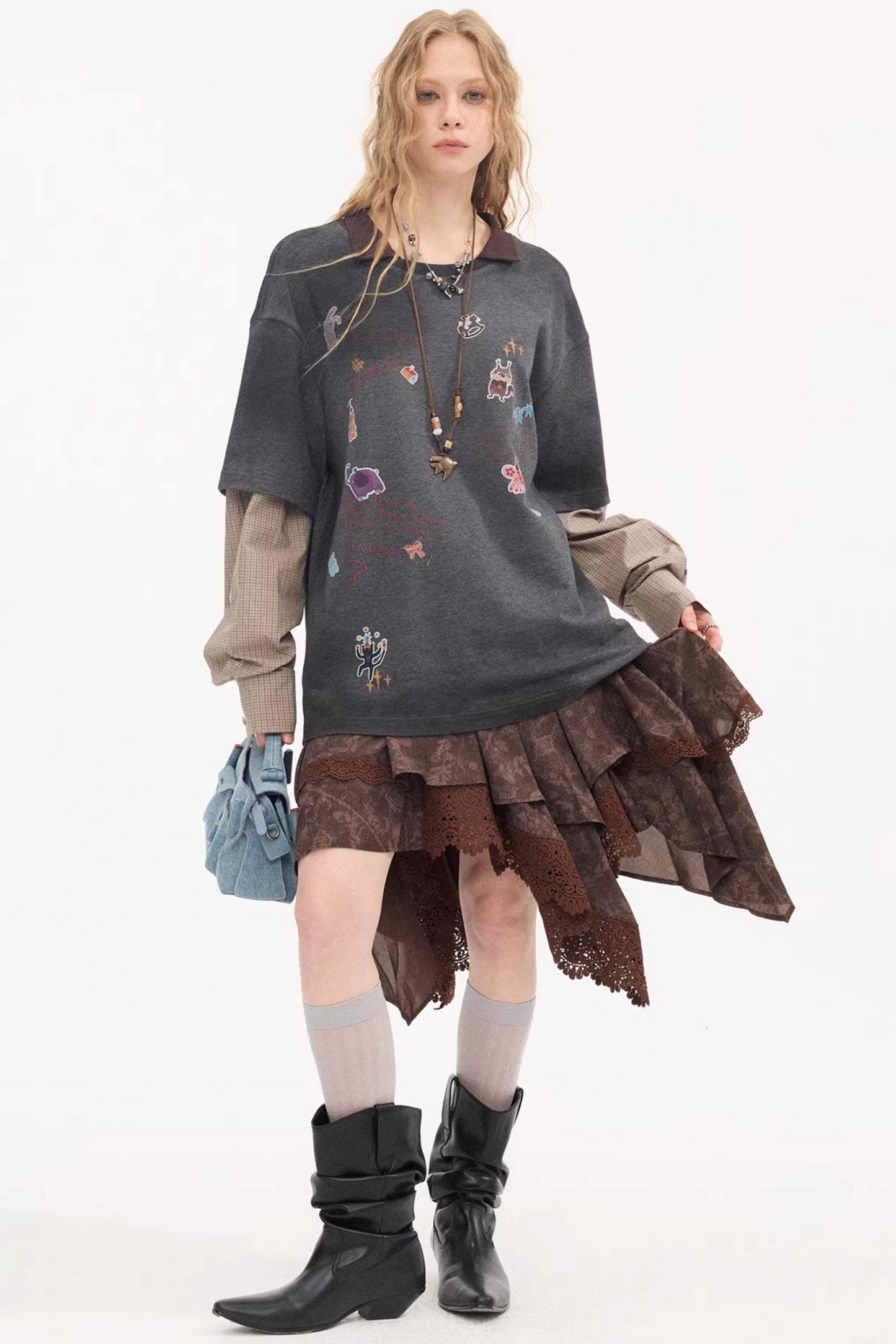 Cartoon Print Retro Sweater